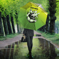 Personalized Skull Bowling Umbrella with Neon Green Strike Design - Edgy Bowler Style - Wonder Print Shop