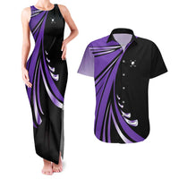 Personalized Purple Winged Golf Ball Couples Matching Tank Maxi Dress and Hawaiian Shirt Bold Golf Graphic Design - Wonder Print Shop