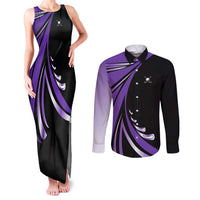 Personalized Purple Winged Golf Ball Couples Matching Tank Maxi Dress and Long Sleeve Button Shirt Bold Golf Graphic Design - Wonder Print Shop