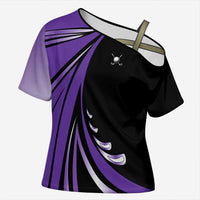 Personalized Purple Winged Golf Ball Cross Shoulder Shirt Bold Golf Graphic Design - Wonder Print Shop