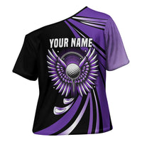 Personalized Purple Winged Golf Ball Cross Shoulder Shirt Bold Golf Graphic Design - Wonder Print Shop