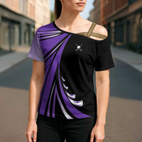 Personalized Purple Winged Golf Ball Cross Shoulder Shirt Bold Golf Graphic Design - Wonder Print Shop