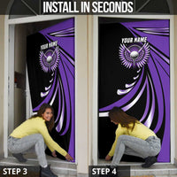 Personalized Purple Winged Golf Ball Door Cover Bold Golf Graphic Design - Wonder Print Shop