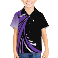 Personalized Purple Winged Golf Ball Family Matching Off The Shoulder Long Sleeve Dress and Hawaiian Shirt Bold Golf Graphic Design - Wonder Print Shop