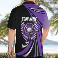 Personalized Purple Winged Golf Ball Hawaiian Shirt Bold Golf Graphic Design - Wonder Print Shop