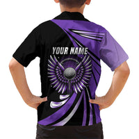 Personalized Purple Winged Golf Ball Kid Hawaiian Shirt Bold Golf Graphic Design - Wonder Print Shop