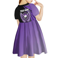 Personalized Purple Winged Golf Ball Kid Short Sleeve Dress Bold Golf Graphic Design - Wonder Print Shop