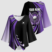 Personalized Purple Winged Golf Ball Kimono Sleeve Blouse Bold Golf Graphic Design - Wonder Print Shop