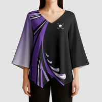 Personalized Purple Winged Golf Ball Kimono Sleeve Blouse Bold Golf Graphic Design - Wonder Print Shop