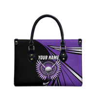 Personalized Purple Winged Golf Ball Leather Bag Bold Golf Graphic Design - Wonder Print Shop