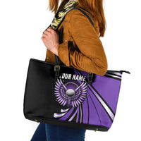 Personalized Purple Winged Golf Ball Leather Tote Bag Bold Golf Graphic Design - Wonder Print Shop