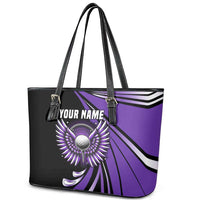 Personalized Purple Winged Golf Ball Leather Tote Bag Bold Golf Graphic Design - Wonder Print Shop