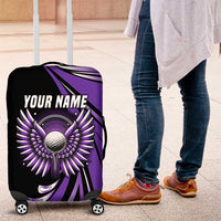 Personalized Purple Winged Golf Ball Luggage Cover Bold Golf Graphic Design - Wonder Print Shop