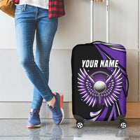 Personalized Purple Winged Golf Ball Luggage Cover Bold Golf Graphic Design - Wonder Print Shop