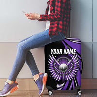 Personalized Purple Winged Golf Ball Luggage Cover Bold Golf Graphic Design - Wonder Print Shop