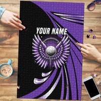 Personalized Purple Winged Golf Ball Puzzle Bold Golf Graphic Design - Wonder Print Shop