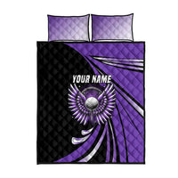 Personalized Purple Winged Golf Ball Quilt Bed Set Bold Golf Graphic Design - Wonder Print Shop