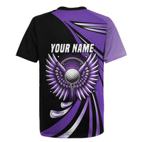 Personalized Purple Winged Golf Ball Rugby Jersey Bold Golf Graphic Design - Wonder Print Shop
