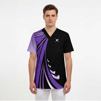 Personalized Purple Winged Golf Ball Scrub Top Bold Golf Graphic Design - Wonder Print Shop