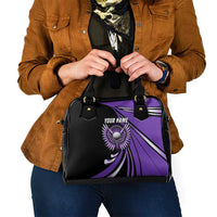 Personalized Purple Winged Golf Ball Shoulder Handbag Bold Golf Graphic Design - Wonder Print Shop