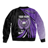 Personalized Purple Winged Golf Ball Sleeve Zip Bomber Jacket Bold Golf Graphic Design - Wonder Print Shop