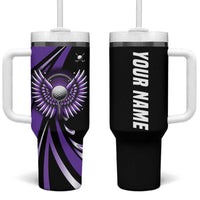 Personalized Purple Winged Golf Ball Tumbler With Handle Bold Golf Graphic Design - Wonder Print Shop
