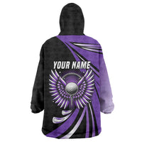 Personalized Purple Winged Golf Ball Wearable Blanket Hoodie Bold Golf Graphic Design - Wonder Print Shop