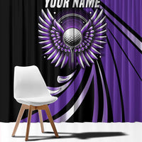 Personalized Purple Winged Golf Ball Window Curtain Bold Golf Graphic Design - Wonder Print Shop