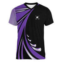 Personalized Purple Winged Golf Ball Women V-Neck T-Shirt Bold Golf Graphic Design - Wonder Print Shop