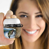 Personalized Largemouth Bass Fishing AirPods Case with Camo Reeds - Outdoor Angler Design - Wonder Print Shop