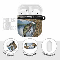 Personalized Largemouth Bass Fishing AirPods Case with Camo Reeds - Outdoor Angler Design - Wonder Print Shop