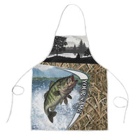 Personalized Largemouth Bass Fishing Apron with Camo Reeds - Outdoor Angler Design - Wonder Print Shop