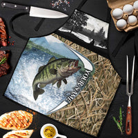 Personalized Largemouth Bass Fishing Apron with Camo Reeds - Outdoor Angler Design - Wonder Print Shop