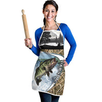Personalized Largemouth Bass Fishing Apron with Camo Reeds - Outdoor Angler Design - Wonder Print Shop