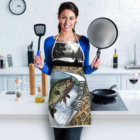 Personalized Largemouth Bass Fishing Apron with Camo Reeds - Outdoor Angler Design - Wonder Print Shop