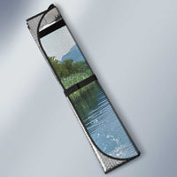 Personalized Largemouth Bass Fishing Auto Sun Shade with Camo Reeds - Outdoor Angler Design - Wonder Print Shop