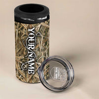 Personalized Largemouth Bass Fishing 4 in 1 Can Cooler Tumbler with Camo Reeds - Outdoor Angler Design - Wonder Print Shop