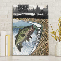 Personalized Largemouth Bass Fishing Canvas Wall Art with Camo Reeds - Outdoor Angler Design - Wonder Print Shop