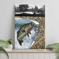 Personalized Largemouth Bass Fishing Canvas Wall Art with Camo Reeds - Outdoor Angler Design - Wonder Print Shop