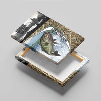 Personalized Largemouth Bass Fishing Canvas Wall Art with Camo Reeds - Outdoor Angler Design - Wonder Print Shop