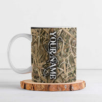 Personalized Largemouth Bass Fishing Ceramic Mug with Camo Reeds - Outdoor Angler Design - Wonder Print Shop