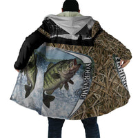 Personalized Largemouth Bass Fishing Cloak with Camo Reeds - Outdoor Angler Design - Wonder Print Shop