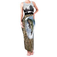 Personalized Largemouth Bass Fishing Family Matching Tank Maxi Dress and Hawaiian Shirt with Camo Reeds - Outdoor Angler Design - Wonder Print Shop