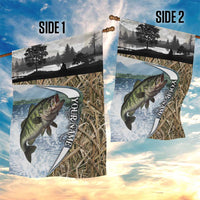 Personalized Largemouth Bass Fishing Garden Flag with Camo Reeds - Outdoor Angler Design - Wonder Print Shop