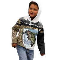 Personalized Largemouth Bass Fishing Kid Hoodie with Camo Reeds - Outdoor Angler Design - Wonder Print Shop