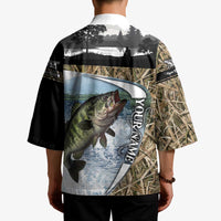 Personalized Largemouth Bass Fishing Kimono with Camo Reeds - Outdoor Angler Design - Wonder Print Shop