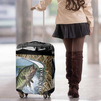 Personalized Largemouth Bass Fishing Luggage Cover with Camo Reeds - Outdoor Angler Design - Wonder Print Shop