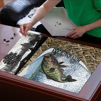 Personalized Largemouth Bass Fishing Puzzle with Camo Reeds - Outdoor Angler Design - Wonder Print Shop