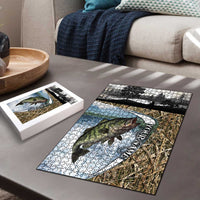 Personalized Largemouth Bass Fishing Puzzle with Camo Reeds - Outdoor Angler Design - Wonder Print Shop