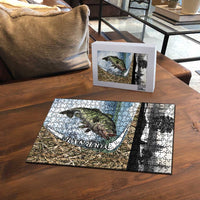 Personalized Largemouth Bass Fishing Puzzle with Camo Reeds - Outdoor Angler Design - Wonder Print Shop